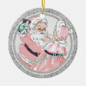 roze kerstman + mevrouw Claus Victoriaans Kerstmi Keramisch Ornament (Voorkant)