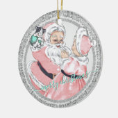 roze kerstman + mevrouw Claus Victoriaans Kerstmi Keramisch Ornament (Links)
