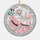 roze kerstman + mevrouw Claus Victoriaans Kerstmi Keramisch Ornament (Achterkant)