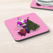 Roze kerstman onderzetter (Linkerzijde)