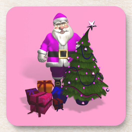 Roze kerstman onderzetter (Voorkant)