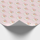 roze kerstman op polkadot inpakpapier (Hoek)