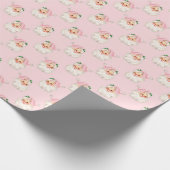  roze kerstman op roze inpakpapier (Hoek)