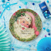  roze kerstman papieren bordje (Feest)