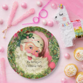  roze kerstman papieren bordje (Feest)