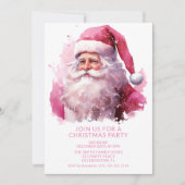 Roze Kerstman Party Uitnodiging (Voorkant)