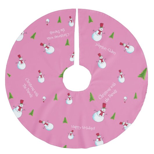 Roze Kerstman Persoonlijk Kerstboom Rok (Voorkant)