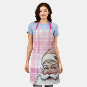 Roze Kerstman Plaid Kerstmis Schort (Gedragen)