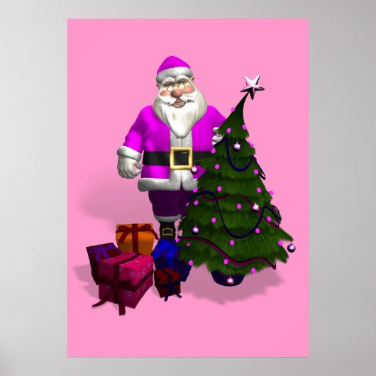 Roze kerstman poster (Voorkant)