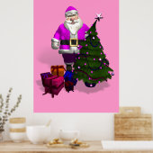 Roze kerstman poster (Keuken)