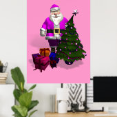 Roze kerstman poster (Thuiskantoor)