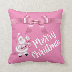 Roze Kerstman Prettig Kerstfeest Huisdecoratie Wor Kussen