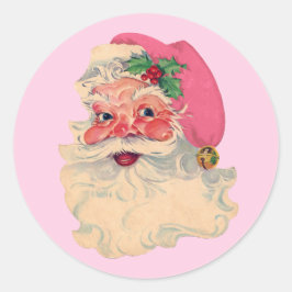 Roze kerstman ronde sticker