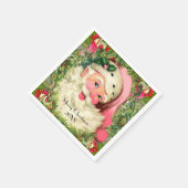  roze kerstman servet (Hoek)