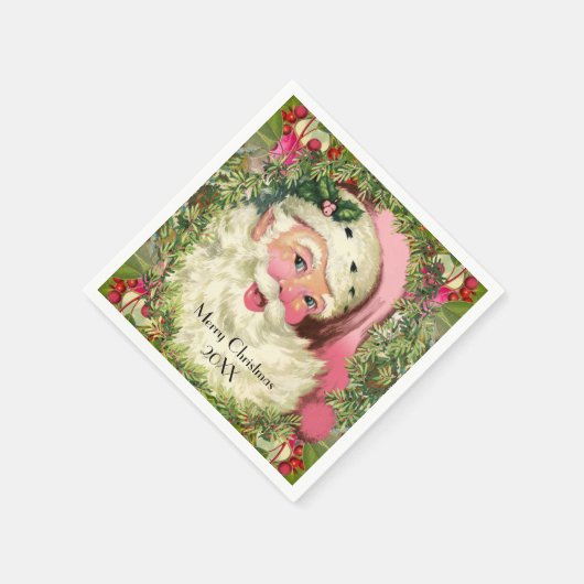 roze kerstman servet (Hoek)