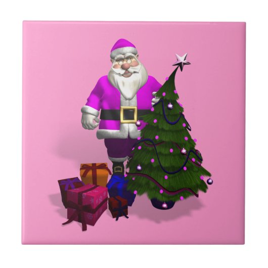 Roze kerstman tegeltje (Voorkant)