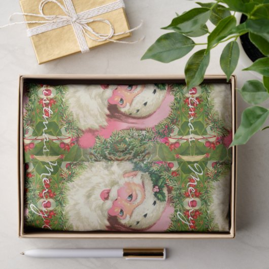  roze kerstman tissuepapier (Geschenk)