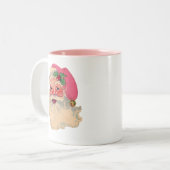 Roze kerstman tweekleurige koffiemok (Voorkant links)