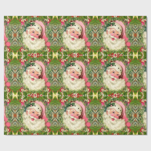  roze kerstman van 30 x 15 inch cadeaupapier (Vlak)