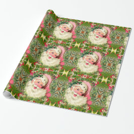 roze kerstman van 30 x 6 inch cadeaupapier