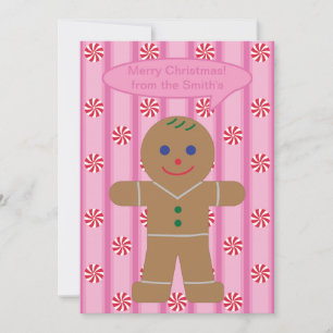 Roze Kerstman van speculaas Fun en Fancy Feestdagenkaart
