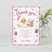 Roze Kerstman Verjaardag Dank u kaart (Staand voorkant)