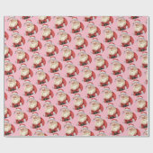 Roze Kerstman Verpakking Papieren Set Cadeaupapier (Vlak)