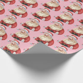 Roze Kerstman Verpakking Papieren Set Cadeaupapier (Hoek)