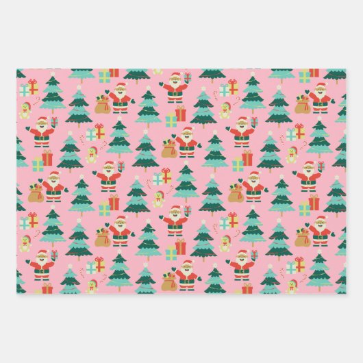 Roze Kerstman - Vibe Inpakpapier Vel (Voorkant)