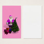 Roze kerstman visitekaartjes (Voorkant /achterkant)