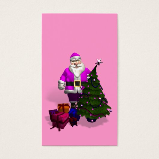 Roze kerstman visitekaartjes (Voorkant)