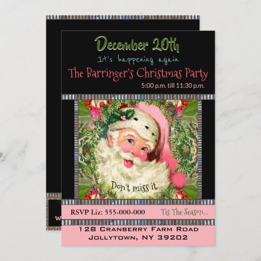  roze kerstman voor kerstfeest kaart (Voorkant / Achterkant)