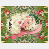  roze kerstman voor    kerstmonogram fleece deken (Voorkant (Horizontaal))