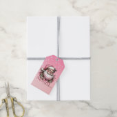 Roze Kerstman Vrolijk Kerstfeest Cadeaulabel (Met Touw)