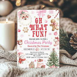 Roze Kerstman Winter Oh Wat Een Feest Kerstfeest Kaart