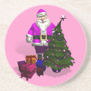 Roze kerstman zandsteen onderzetter