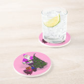 Roze kerstman zandsteen onderzetter (Zijkant)