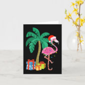 Roze kerstmanboom met flamingo - tropische feestda kaart (Gele Bloem)