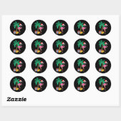 Roze kerstmanboom met flamingo - tropische feestda ronde sticker (Vel)
