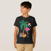 Roze kerstmanboom met flamingo - tropische feestda t-shirt (Voorkant volledig)