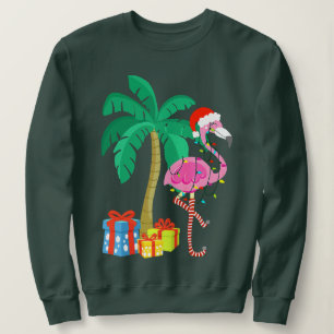 Roze kerstmanboom met flamingo - tropische feestda trui