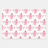 Roze kerstmeisje Gingerbrood Candy Cane Gift Inpakpapier Vel (Voorkant 3)