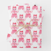 Roze kerstmeisje Gingerbrood Candy Cane Gift Inpakpapier Vel (In situ)