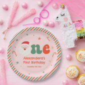 Roze Kerstmis 1e verjaardag Papieren Bordje (Feest)