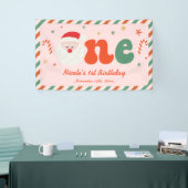 Roze Kerstmis 1e verjaardag Spandoek (Beurs)