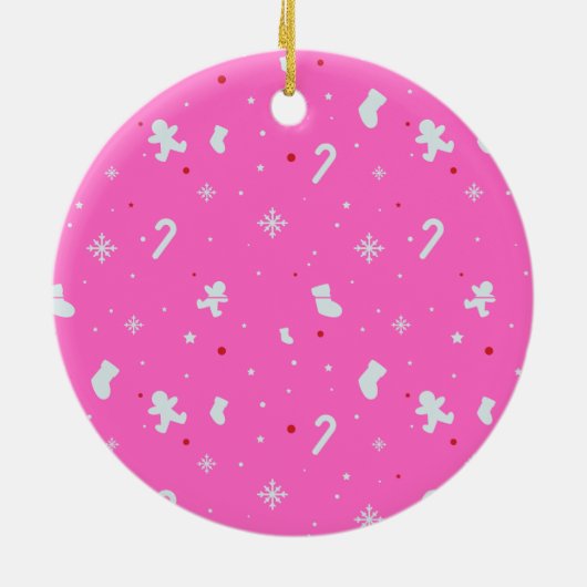 roze kerstmis Aangepaste hond Foto Keramisch Ornament (Achterkant)