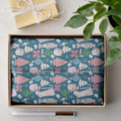  roze Kerstmis - Blauwgroen blauw weefselpapier Tissuepapier (Geschenk)