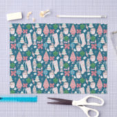  roze Kerstmis - Blauwgroen blauw weefselpapier Tissuepapier (Craft)