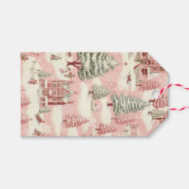 roze Kerstmis Cadeaulabel