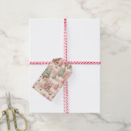 roze Kerstmis Cadeaulabel
